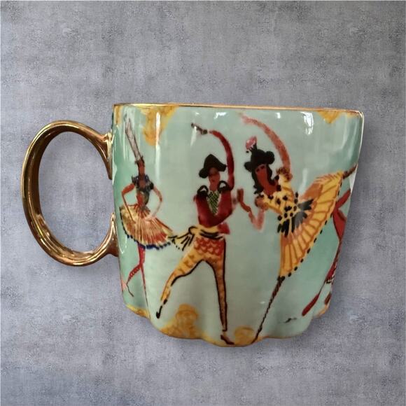 Anthropologie Pauline de Roussy de Sales Nutcracker Dancers Mug Xmas Turquoise - Picture 2 of 6